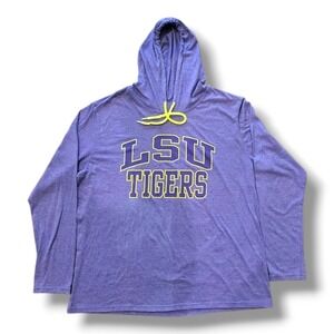 LSU Tigers Football Long Sleeve Shirt With Hood Purple Yellow Size XL Louisiana